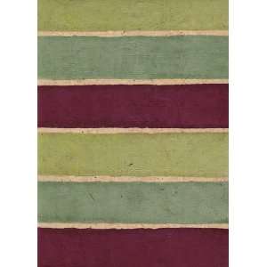  Batik Stripe Lokta Paper  Forest (Sage Green/Burgundy 