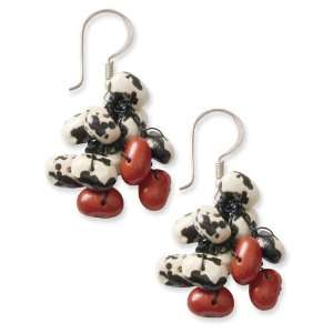   Silver Black Cow Bean & Colorin Bean Spongie Earrings Jewelry