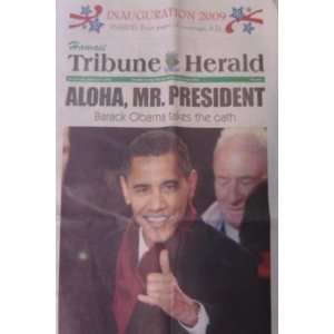 Aloha Mr President Barack Obama Inauguration Newspaper Hawaii Tribune 