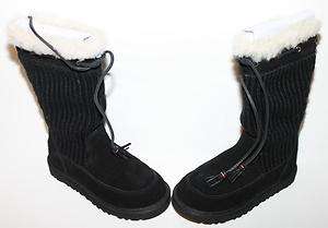 Ugg Kids 5921 Black Suburb Crochet Boots NIB $140 Sz 1  