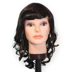    18 Dark Brown V shape cut / curls / bangs synthetic wig Beauty