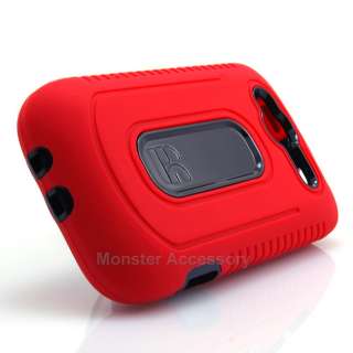 Red Black Duo Shield Double Layer Hard Case Gel Cover For HTC Wildfire 