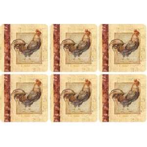  Pimpernel Cockerel Coasters Square Set(s) Of 6 Kitchen 