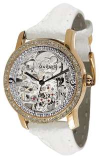 BCBG Women’s Roulette VIP Automatic Crystal Accented White Leather 