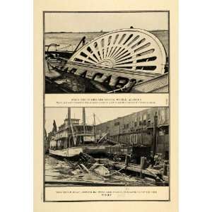   Alabama River Boat Wharf   Original Halftone Print