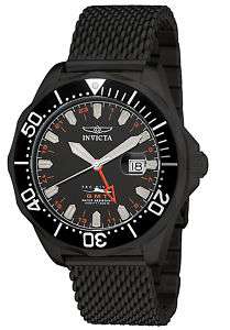 Invicta 6363 Mens Grand Pro Diver GMT Black Mesh Stain  