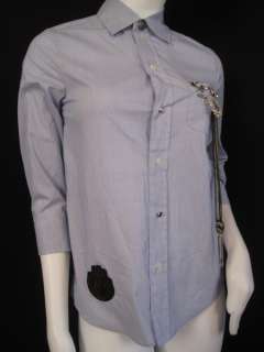 385 Haute Hippie Top Blouse Shirt Cad Blu XS #00077H  