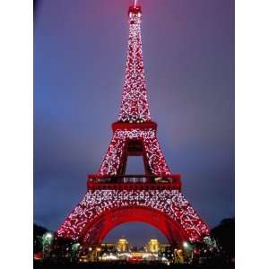  Eiffel Tower Decorated for Chinese New Year, Paris, France 