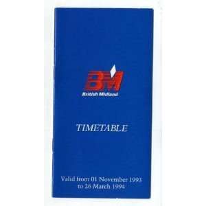  British Midland Airways Ltd Timetable 1993 Everything 