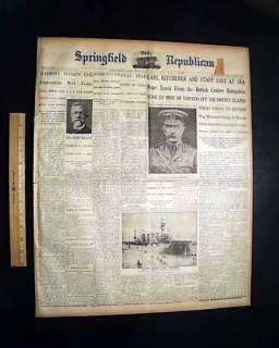HMS HAMPSHIRE Explosion Sinking WWI 1916 Old Newspaper  