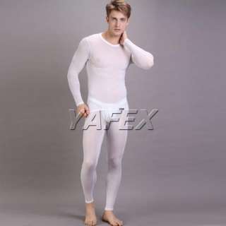 Sexy Mens Smooth Thermal underwear Tops ultrathin T shirt warmth 3 