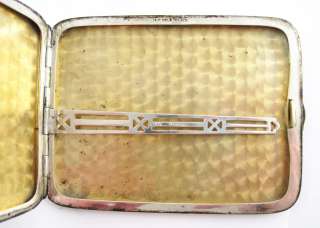 Antique Art Deco 1930s Sterling Silver MC Gold Inlay Cigarette Card 