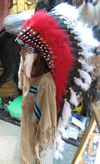 Chief Red Indian Headdress Costume Feather War Bonnet  