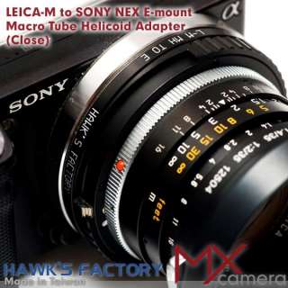 Hawks Leica M lens to Sony NEX E mount camera Marco tube helicoid 