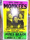 DAVEY JONES / PETER TORK / MICKEY DOLENZ signed MONKEES tour poster 