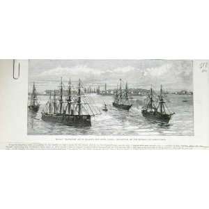  Suez Canal Indian Ship Bengal Oriflame Old Print 1878