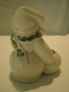  Holiday Mrs.Snowman Candlestick Holder Figurine Made in U.S.A.  
