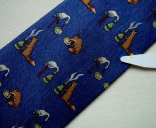 Hermes Tie Necktie Fox & Stork on Blue # 7786 FA  