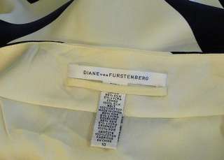 Diane von Furstenberg Silk Navy/White Zig Zag Print Dress 10  