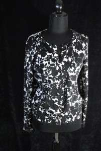Ann Taylor Cardigan Sweater Small Black White Cardi NWOT  