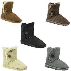   LADIES FAUX FUR LINES SUEDE ANKLE SNOW WINTER BOOTS SIZE 3,4,5,6,7,8