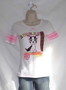 SO Girls Pink & White Adorable Kitten Novelty Jersey T shirt   Sizes M 