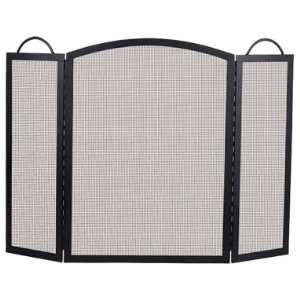  3 Fold Center Arched Black Wrought Iron Screen