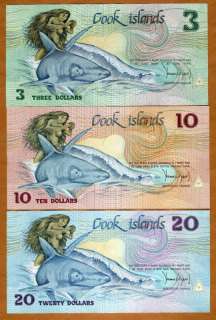 SET Cook Islands, $3;10;20 (1987) P 3;4;5 aUNC to UNC  