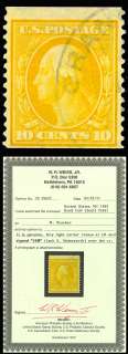 356, RARE GENUINE USED 10c COIL VF+ App W/CERT *  