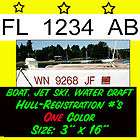 1COLOR Hull Boat Registration NUMBERS PWC DECAL STICKER