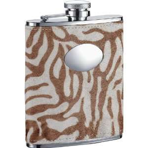  Visol Siberian 6oz Tiger Leather Stainless Steel Hip 