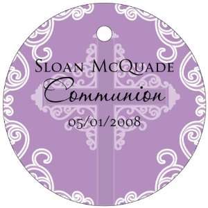 Wedding Favors Purple Floral Pattern with Cross Design Circle Shaped 