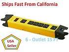   OUTLET POWER STRIP SURGE PROTECTOR 15 FT CORD 200 JOULES YELLOW METAL