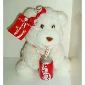   Coca Cola 9 White Bear Plush Drinking a Coke and Wearing Coke Clothes