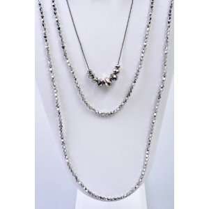  Multi 3 Layered Crystal Bead Chain Necklace Set 