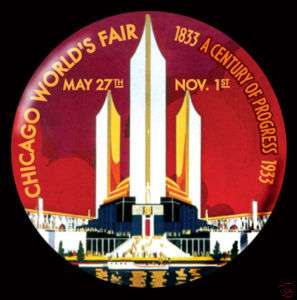 Chicago 1933 Worlds Fair Art Deco Pinback Button  