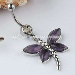   Dragonfly Stainless Steel Dangle Belly Navel Ring Body Piercing  