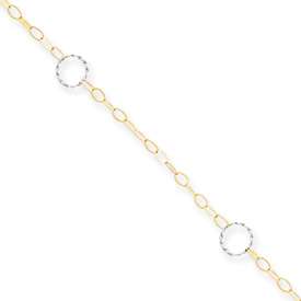 Beautiful New 14k Gold Two Tone Adjustable Circle 9in Anklet  