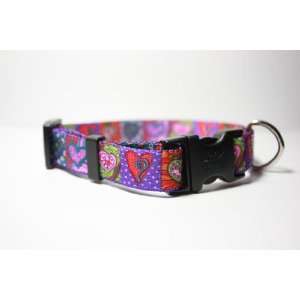  Dog Collar Crazy Hearts Size Small 
