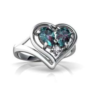    14K White Gold Pear Created Alexandrite Ring Size 5 Jewelry