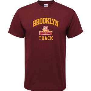 Brooklyn College Bulldogs Maroon Track Arch T Shirt