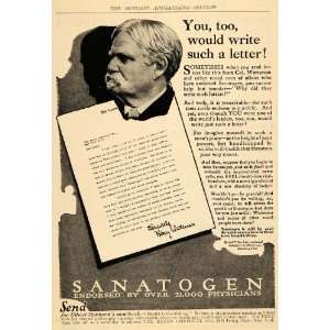  1915 Ad Sanatogen Medicine Col Watterson Physician Win 