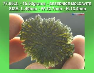 77.65ct  15.53g HUGE BESEDNICE MOLDAVITE RARE PIECE HEDGEHOG  