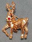 Vintage AAi Reindeer XMAS Goldtone Metal Pin Brooch