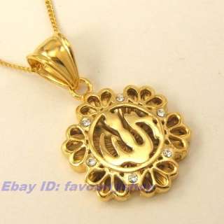 ALLAH GOD LOTUS PENDANT 18K GOLD GEP FILL 18NECKLACE   