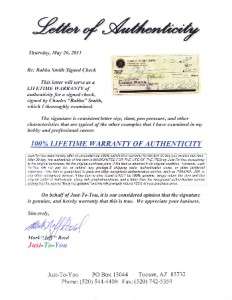 Bubba Smith Hand Signed Autographed Bank Check  