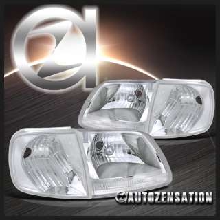 97 03 Ford F150 Expedition Chrome Crystal Headlights+Corner Signal 