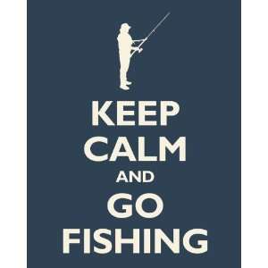  Keep Calm and Go Fishing, archival print (navy)