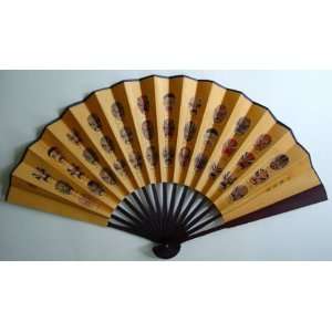  Chinese Art Painting Calligraphy Bamboo Fan Opera Mask 