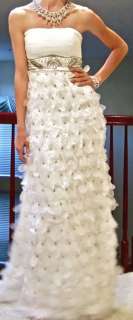   Wong Nocturne strapless white dress gown wedding 0 2 4 organza  